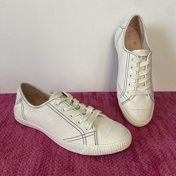 Kate Spade Tommi Canvas Sneakers White Size 7 - Picture 1 of 10